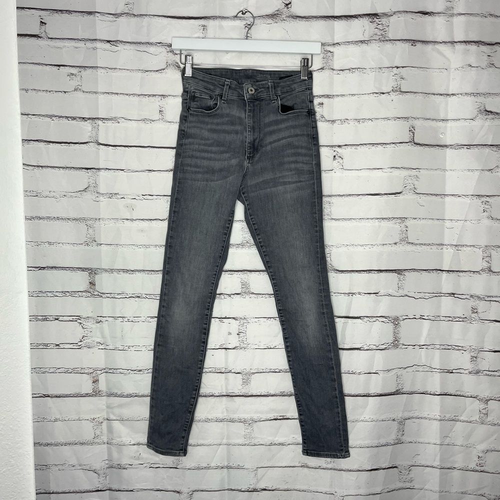 H&M &Denim High Rise Skinny Jeans Gray Wash Women’s 4 Stretch Denim Grunge Y2K